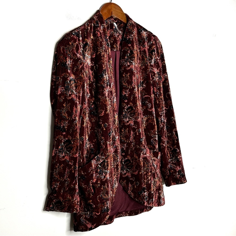Free People Print Crinkle Velvet Slouchy Jacket - Picture 6 of 12